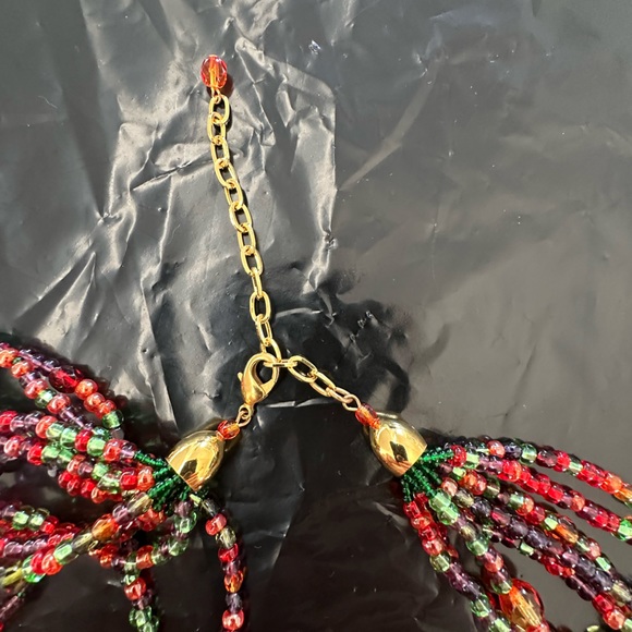 Multi Red Seed Bead 39” Necklace Red Purple 8 Strand - Picture 2 of 6